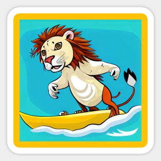 Roaring Waves Lion Surf Sticker